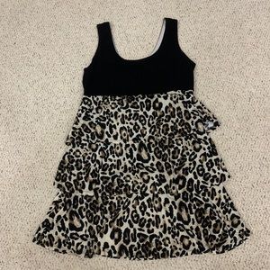 Black & Leopard Ruffle Dress
